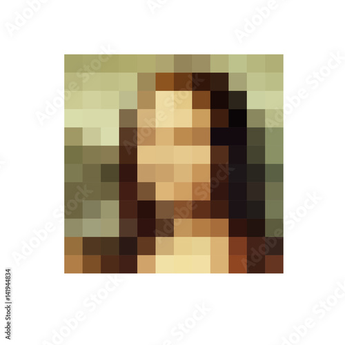 Abstract painting Mona Lisa, digital style with pixel