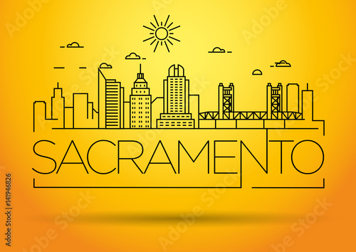 Minimal Sacramento Linear City Skyline with Typographic Design