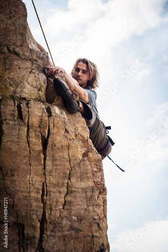 Young Climber Rock Climbing