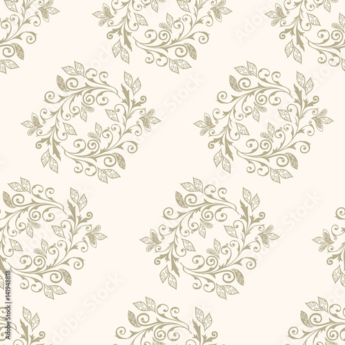 Vector abstract pattern of wreaths with items of Paisley  leaves and flowers.