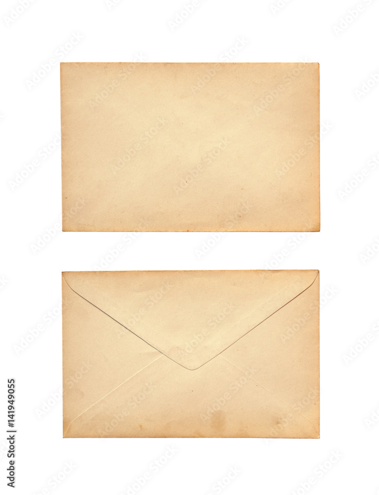 Old letter isolated on white background Old letter isolated on white background