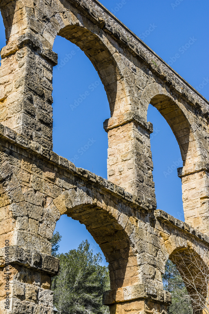 Roman Aqueduct Pont del Diable in Tarragona, Spain