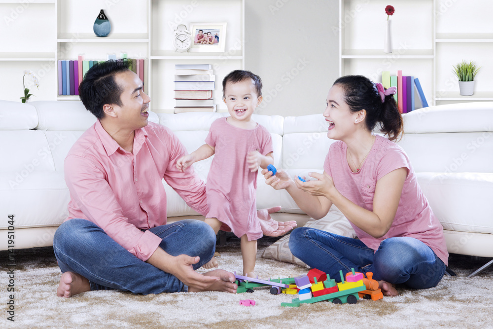Asian family plays with toys at home Asian family plays with toys at home