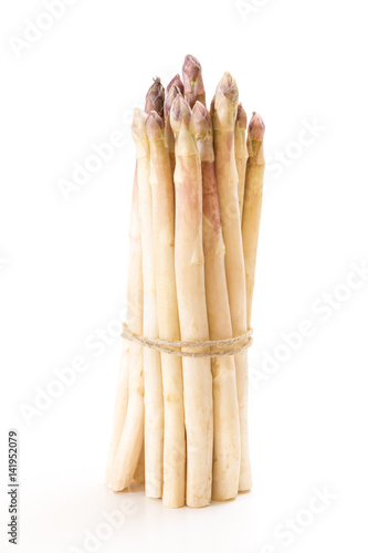 White asparagus bundle, on white background