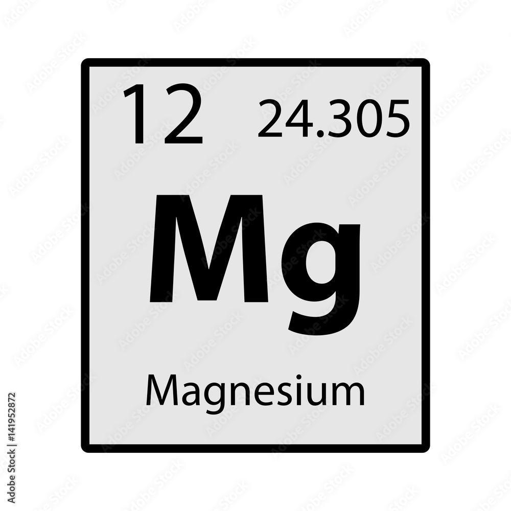 Magnesium periodic table element gray icon on white background vector Magnesium periodic table element gray icon on white background vector