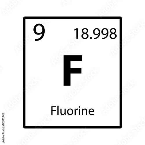 Fluorine periodic table element icon on white background vector