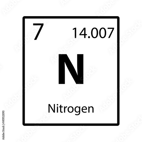 Nitrogen periodic table element icon on white background vector
