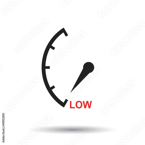 Speedometer, tachometer, fuel low level icon. Flat vector illustration on white background