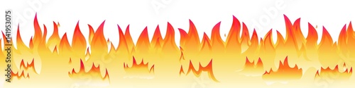 Bannière. Feu, flammes sur fond blanc 