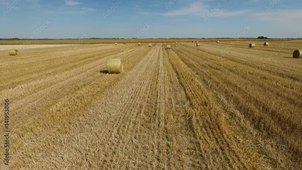 Stubble field with bales of straw Stubble field with bales of straw