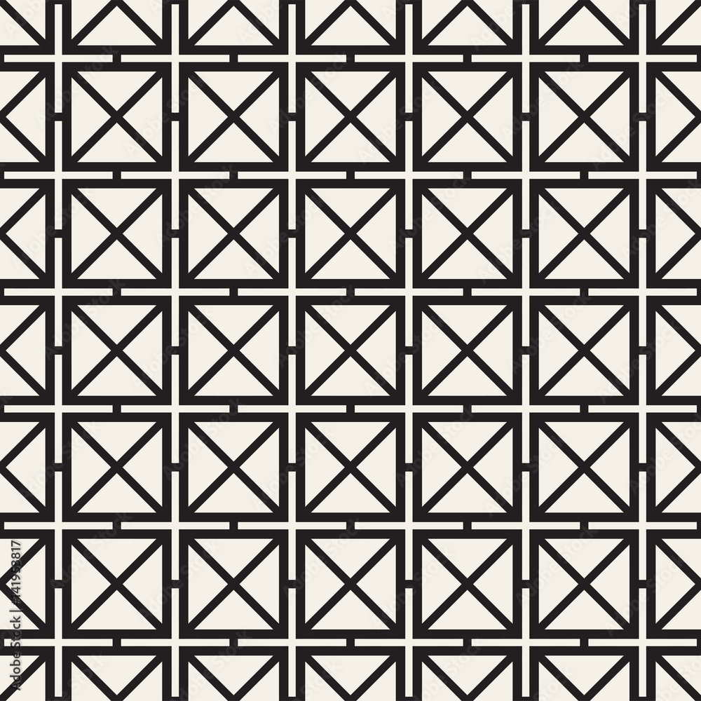 Seamless Pattern With Squares. Vector Stylish Geometric Linear Structure
