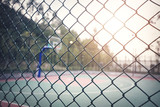 Basketball court with fence