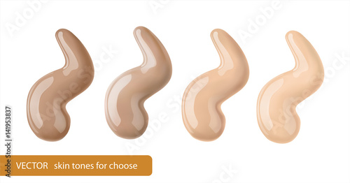 Cosmetic liquid foundation , makeup concealer paint. 3d vector tone promo for different skin color type