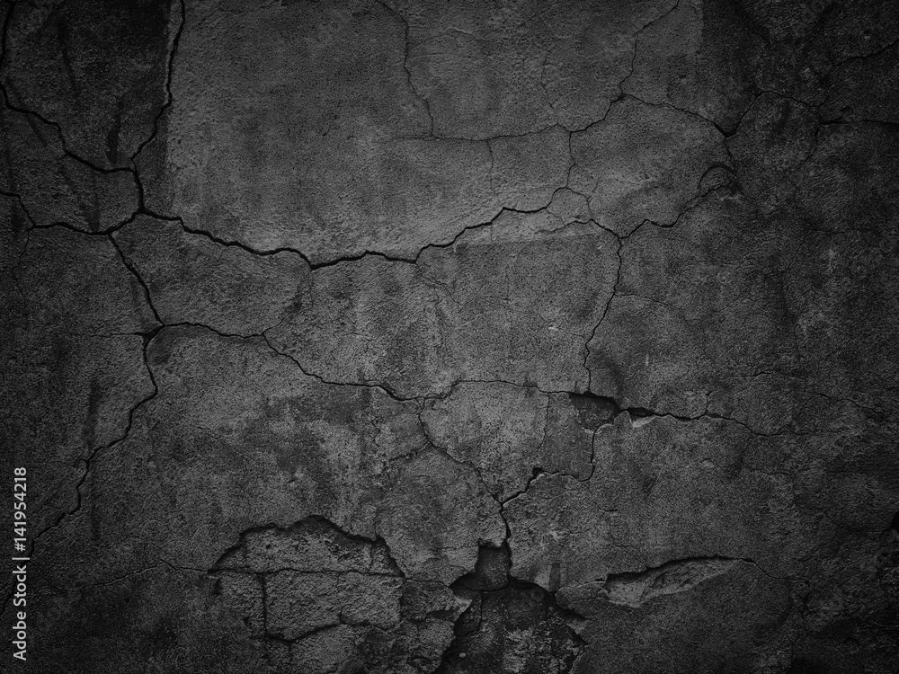 black wall with cracks texture for background - obrazy, fototapety, plakaty 