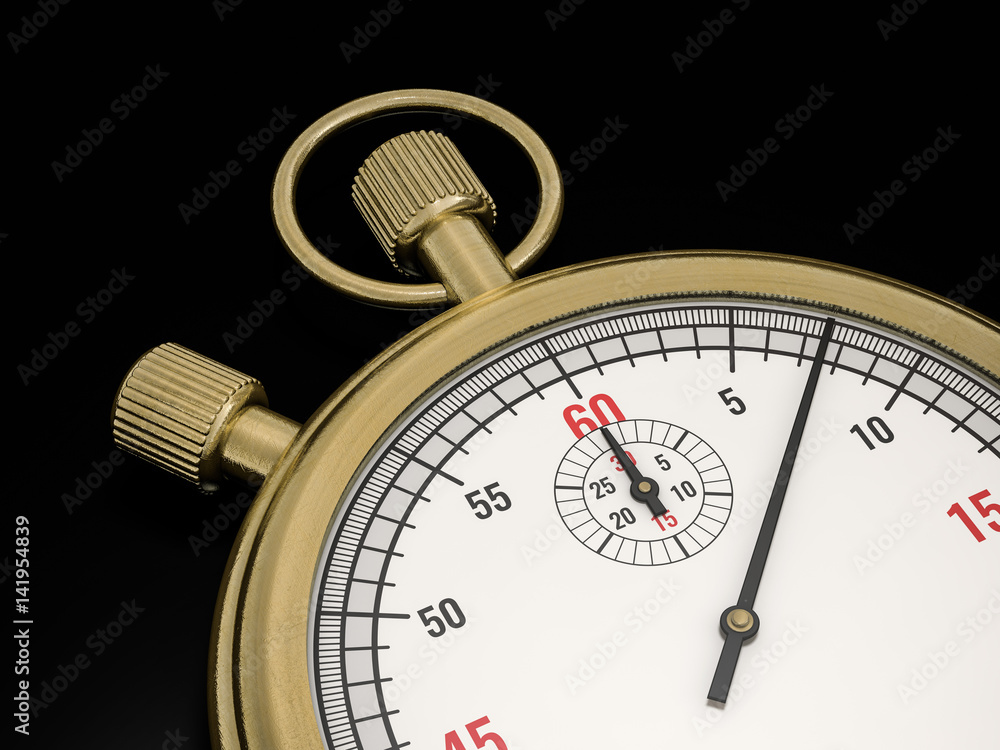 Realistic Classic Stopwatch Isolated on black background. 3d rendering Realistic Classic Stopwatch Isolated on black background. 3d rendering