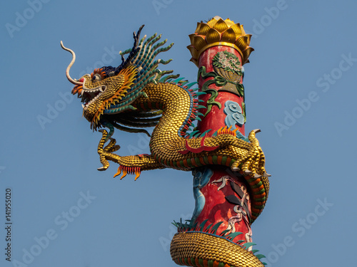 chinese dragon on blue sky background