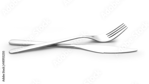 knife and fork isolated on white