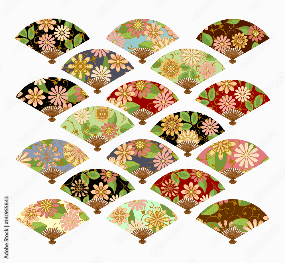 The fans set isolated on a light background. Vector set of isolated