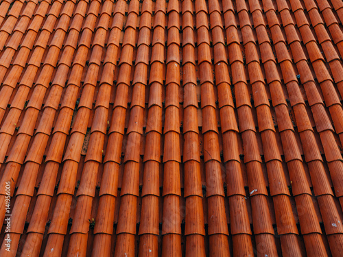 The texture of the orange tile roof