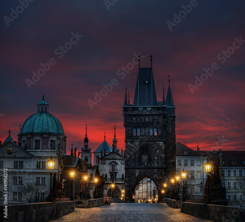 Fototapeta Naklejka Na Ścianę i Meble -  Charles Bridge in Prague at night