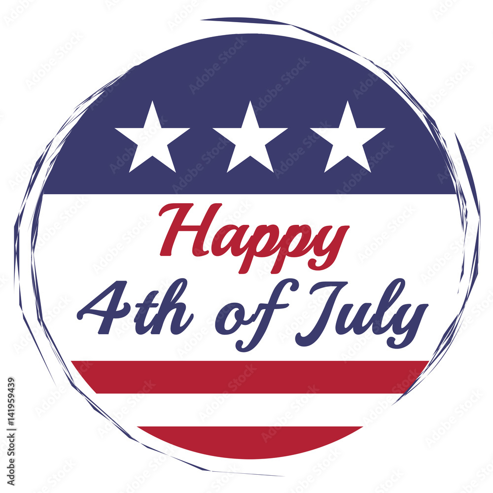 Happy Fourth of July, illustration on white background Happy Fourth of July, illustration on white background