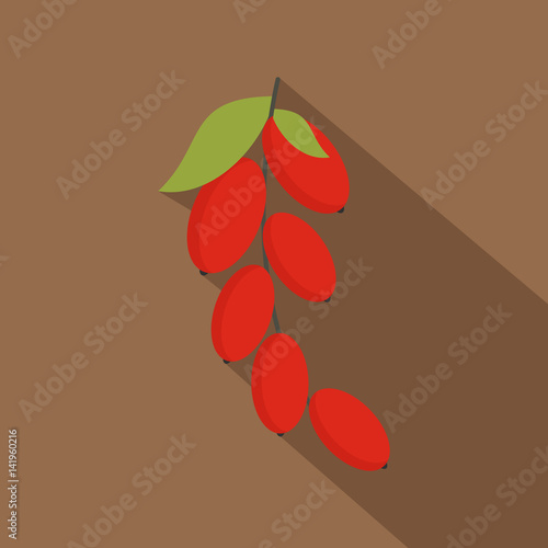 Red berries of cornel or dogwood icon, flat style