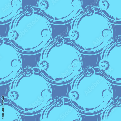 Seamless abstract pattern from large round elements of turquoise and blue. Modern pattern for wallpaper or textile.