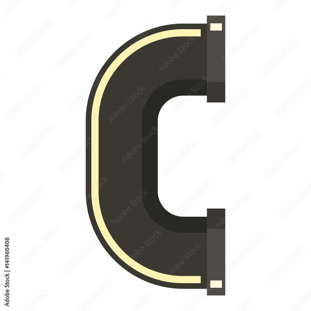 C joint black water pipe icon, flat style