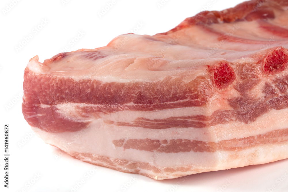 piece of pork isolated on white background close-up piece of pork isolated on white background close-up