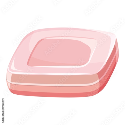 Pink soap bar icon, cartoon style