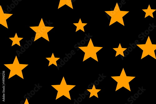 Illustration of orange stars on a black background