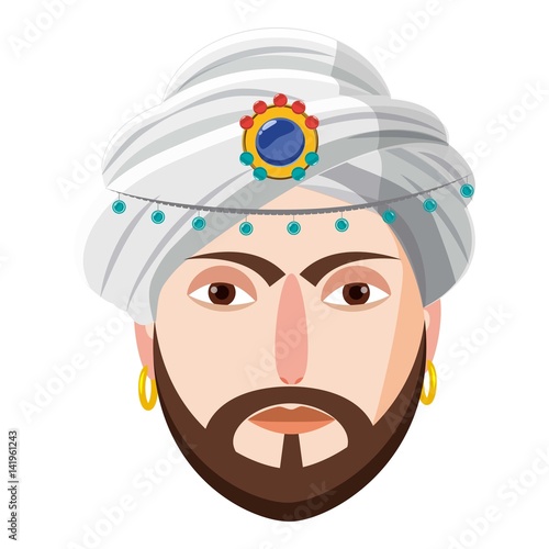 Eastern magician icon, cartoon style