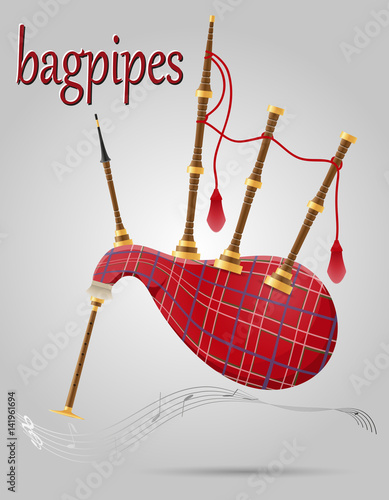 Obraz na plátne bagpipes wind musical instruments stock vector illustration
