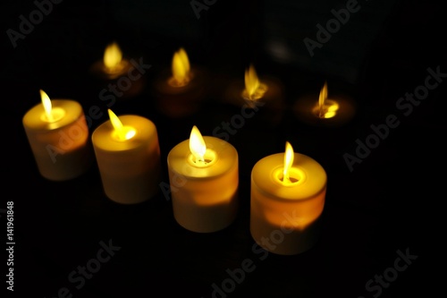 Set of Candle light with dark background.