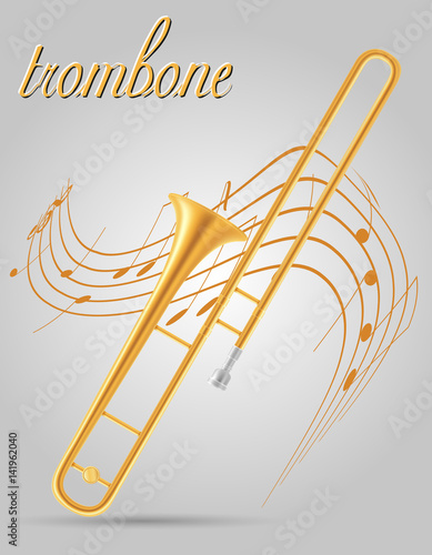 trombone wind musical instruments stock vector illustration