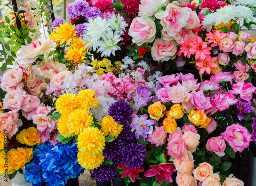 Artificial flowers on the market. © Andrey Lapshin