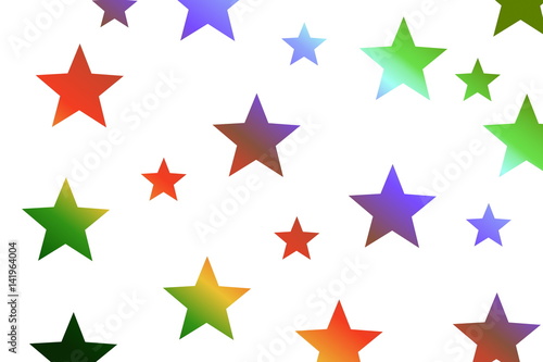 Illustration of multicolor stars on a white background