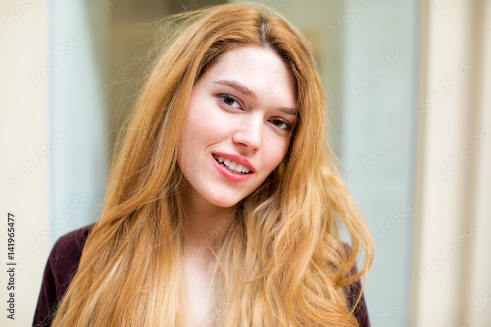 Portrait close up of young beautiful blonde woman Portrait close up of young beautiful blonde woman