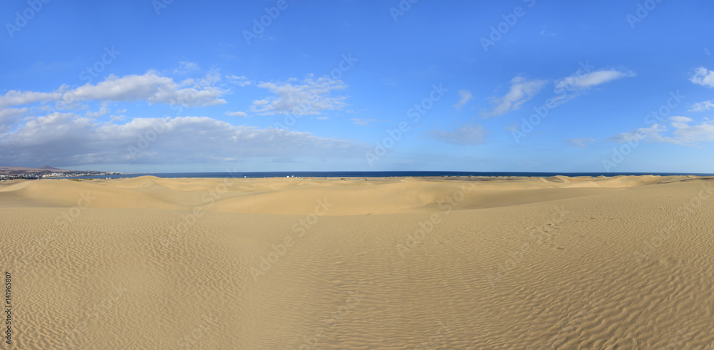 Die Sand- Dünen von Maspalomas aufs Meer fotografiert