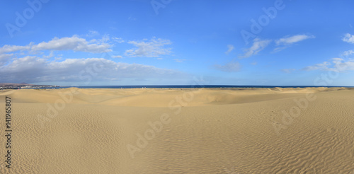Die Sand- Dünen von Maspalomas aufs Meer fotografiert
