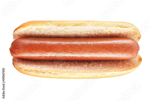 Canvas Print Hot dog with big sausage isolated on white background
