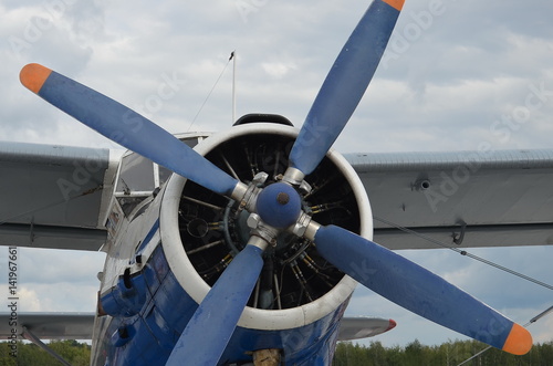 propeller biplane closeup