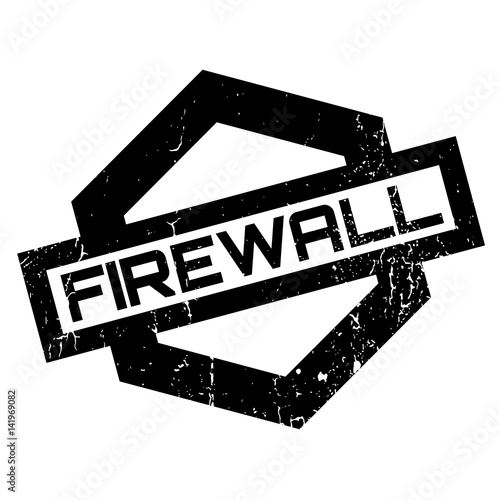 Firewall rubber stamp. Grunge design with dust scratches. Effects can be easily removed for a clean, crisp look. Color is easily changed.