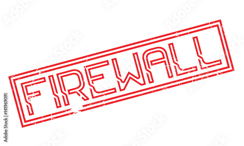 Firewall rubber stamp. Grunge design with dust scratches. Effects can be easily removed for a clean, crisp look. Color is easily changed.