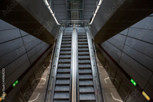 the escalator of the airport.