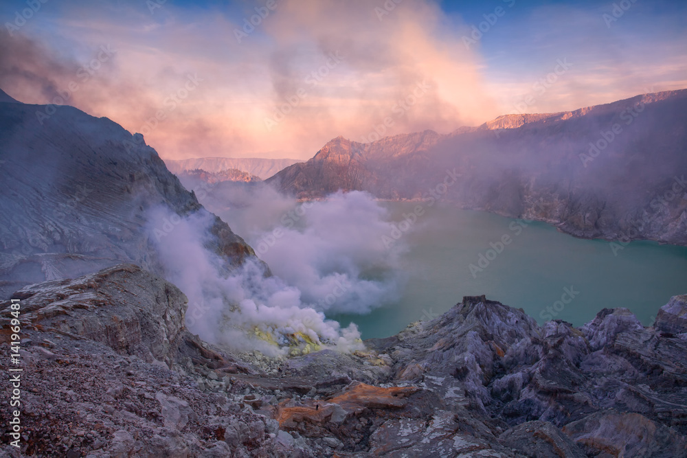 Kawah Ijen Volcano of East Java, Indonesia.