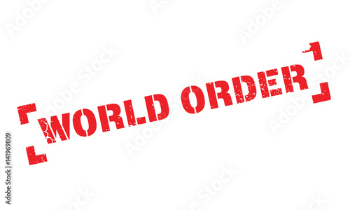 World Order rubber stamp. Grunge design with dust scratches. Effects can be easily removed for a clean, crisp look. Color is easily changed.