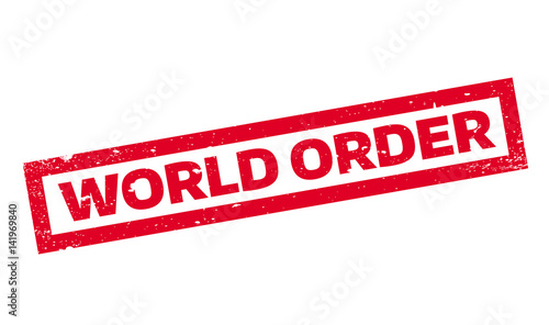 World Order rubber stamp. Grunge design with dust scratches. Effects can be easily removed for a clean, crisp look. Color is easily changed.
