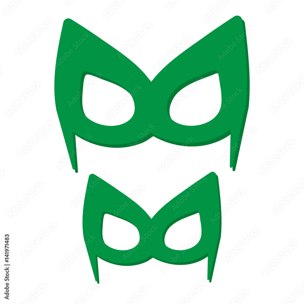 Super hero green mask. Superhero mask for face character in flat style Super hero green mask. Superhero mask for face character in flat style
