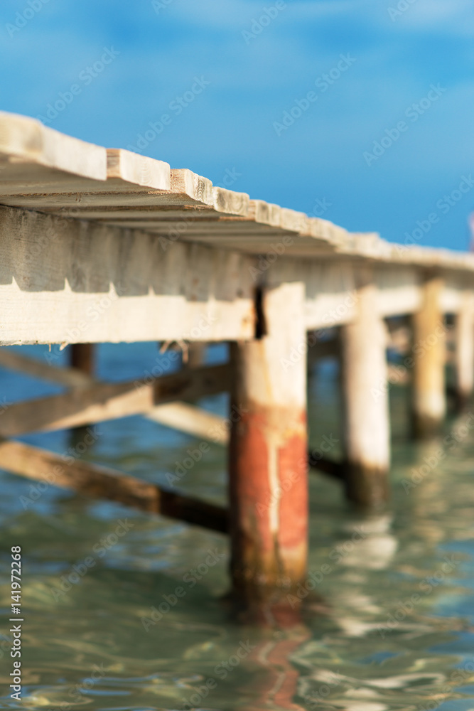 Wooden pier in the Mediterranean sea. Wooden pier in the Mediterranean sea.